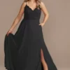 Lace Chiffon Spaghetti Strap Long Bridesmaid Dress
