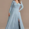 Lace Chiffon Long-Sleeve Long Bridesmaid Dress