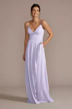 Chiffon V-Neck Cascade Skirt Bridesmaid Dress