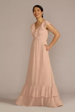 Chiffon Ruffle Boho Bridesmaid Dress
