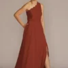 Stretch Lace Chiffon One-Shoulder Bridesmaid Dress
