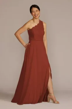 Stretch Lace Chiffon One-Shoulder Bridesmaid Dress