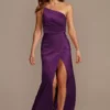 Charmeuse Draped One-Shoulder Bridesmaid Dress