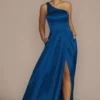 One-Shoulder Draped Charmeuse Bridesmaid Dress