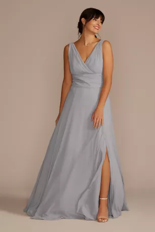 Long Chiffon Surplice Tank Bridesmaid Dress 1 Long Chiffon Surplice Tank Bridesmaid Dress