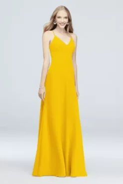 Chiffon V-Neck Spaghetti Strap Bridesmaid Dress