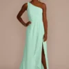 Chiffon One-Shoulder Bridesmaid Dress With Cascade