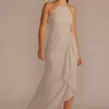 High-Neck Chiffon Bridesmaid Dress With Cascade