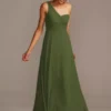 Full Skirt Bridesmaid Dress With One Shoulder