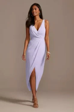 Tank Draped Chiffon Tulip Hem Bridesmaid Dress