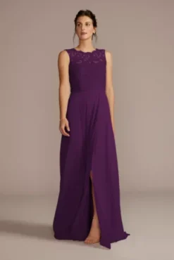 Stretch Lace Chiffon Sleeveless Bridesmaid Dress