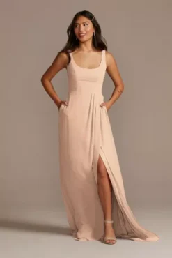 Chiffon Tank Scoop Neck Bridesmaid Dress