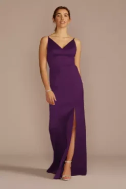 Stretch Satin Spaghetti Strap Bridesmaid Dress