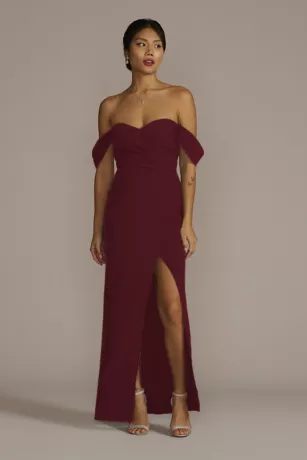 Stretch Crepe Off-the-Shoulder Bridesmaid Dress 1 Stretch Crepe Off-the-Shoulder Bridesmaid Dress