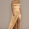 Spaghetti Strap Draped Charmeuse Bridesmaid Dress