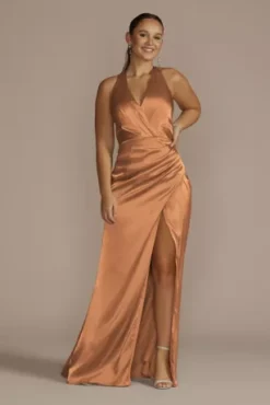 Charmeuse Halter Bridesmaid Dress