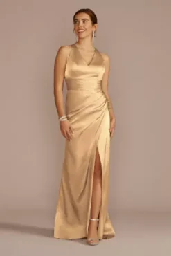 Charmeuse Bridesmaid Dress With Crisscross Back