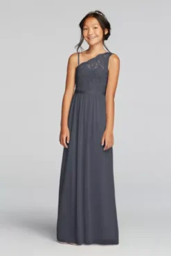 Long Mesh Skirt With Lace Bodice Dress