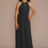 Chiffon High-Neck Pleated Junior Bridesmaid Dress