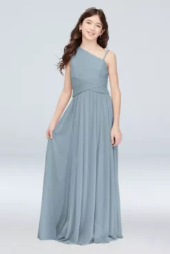 One Shoulder Mesh Junior Bridesmaid Dress