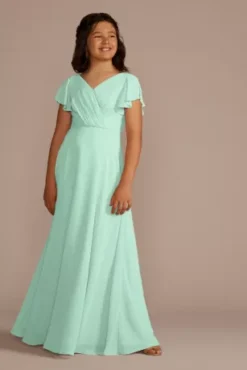 Flutter Sleeve Full Skirt Junior Bridesmaid Dress