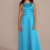 Sleeveless Satin A-Line Junior Bridesmaid Dress