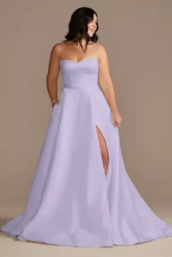 Strapless Satin Wedding Dress With Slit