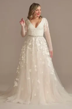 Illusion Long Sleeve Wedding Dress