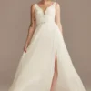 Applique Illusion Chiffon Wedding Dress