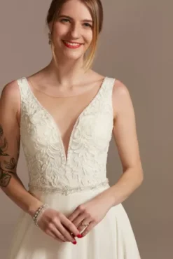 Applique Illusion Chiffon Wedding Dress 5 Applique Illusion Chiffon Wedding Dress -Floral Applique Dresses Shop LBSWG842 IVORY SIG PROD2 V2 67