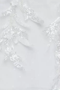 Removable Straps Tulle Wedding Dress With Slits -Floral Applique Dresses Shop LSSWG898 SOLIDWHITE SIG SWATCH PROD2 003