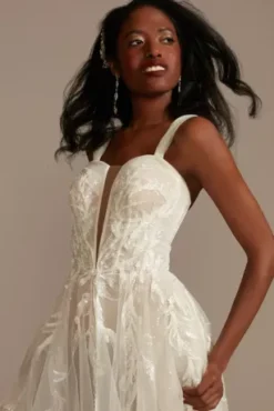 Removable Straps Tulle Wedding Dress With Slits -Floral Applique Dresses Shop MBSWG898 IVYBISQUE SIG PROD3 457