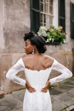 Large Floral Lace Long Sleeve Wedding Dress -Floral Applique Dresses Shop MS161225 6 PDP Crop JUN23 1920x2880