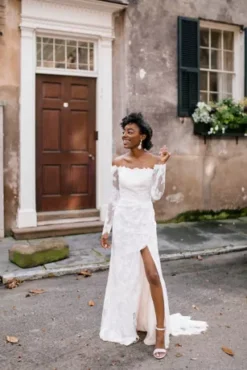 Large Floral Lace Long Sleeve Wedding Dress -Floral Applique Dresses Shop MS161225 7 PDP Crop JUN23 1920x2880