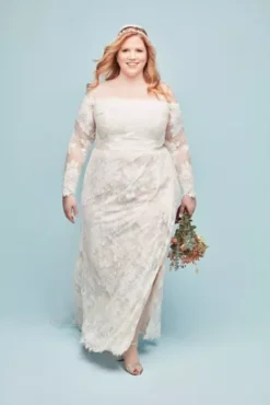 Large Floral Lace Long Sleeve Wedding Dress -Floral Applique Dresses Shop MS161225 PDP Crop JAN12 1920x2880