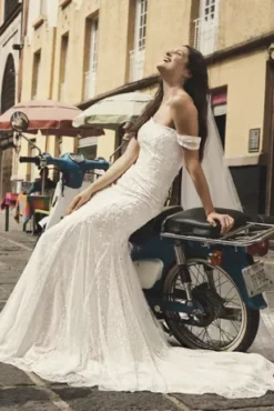 Swag Sleeve Layered Lace Wedding Dress 8 Swag Sleeve Layered Lace Wedding Dress -Floral Applique Dresses Shop MS251196 PDP Crop 1920x2880