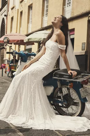 Swag Sleeve Layered Lace Wedding Dress 4 Swag Sleeve Layered Lace Wedding Dress - Image 4