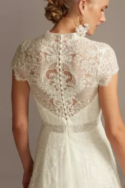 Embroidered Illusion Mock Neck Wedding Dress -Floral Applique Dresses Shop MS251205 IVORY MS PROD9 159
