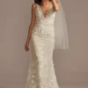 3D Leaves Applique Lace Wedding Dress