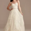 Tulle Lace V-Back Spaghetti Strap Wedding Dress