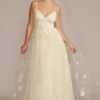 Beaded Lace Applique Tulle A-Line Wedding Gown