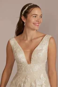 Organza A-Line Wedding Gown With Shirred Hem -Floral Applique Dresses Shop MS251257 IVYCHAMP MS PROD1 083