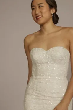 Detachable Sleeve Lace Mermaid Wedding Dress -Floral Applique Dresses Shop MS251259 IVYCSHMR MS PROD4 227