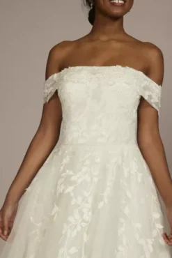 Off Shoulder Trailing Applique Tulle Wedding Dress 5 Off Shoulder Trailing Applique Tulle Wedding Dress -Floral Applique Dresses Shop MS251262 SIVORY MS PROD3 076 V2