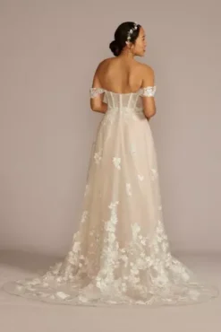 Removable Sleeve Corset Wedding Dress -Floral Applique Dresses Shop MS251264 IVYSTONE MS PROD4 098