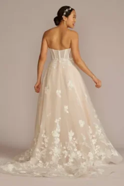 Removable Sleeve Corset Wedding Dress -Floral Applique Dresses Shop MS251264 IVYSTONE MS PROD4 155