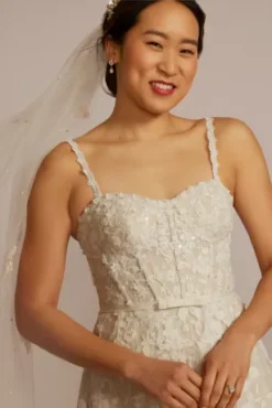 Embroidered Lace A-Line Wedding Dress 6 Embroidered Lace A-Line Wedding Dress -Floral Applique Dresses Shop MS251265 IVYCHAMP MS PROD4 126