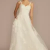 Layered Floral Applique A-Line Wedding Dress