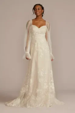 Allover Lace Billow Sleeve Wedding Dress