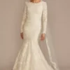 Lace Long Sleeve Mermaid Modest Wedding Dress